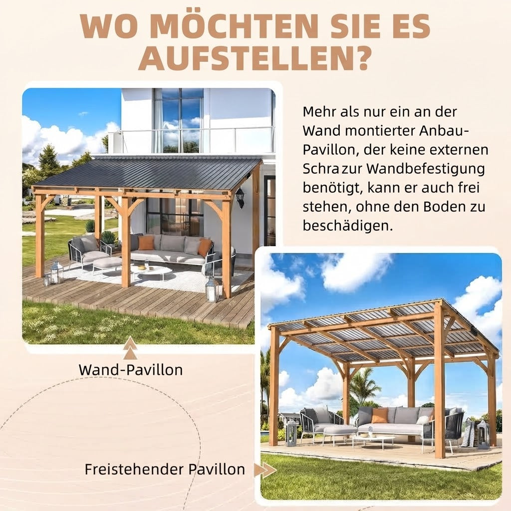 YODOLLA 4,2 x 3 m Pergola aus Holz, für den Außenbereich, für den