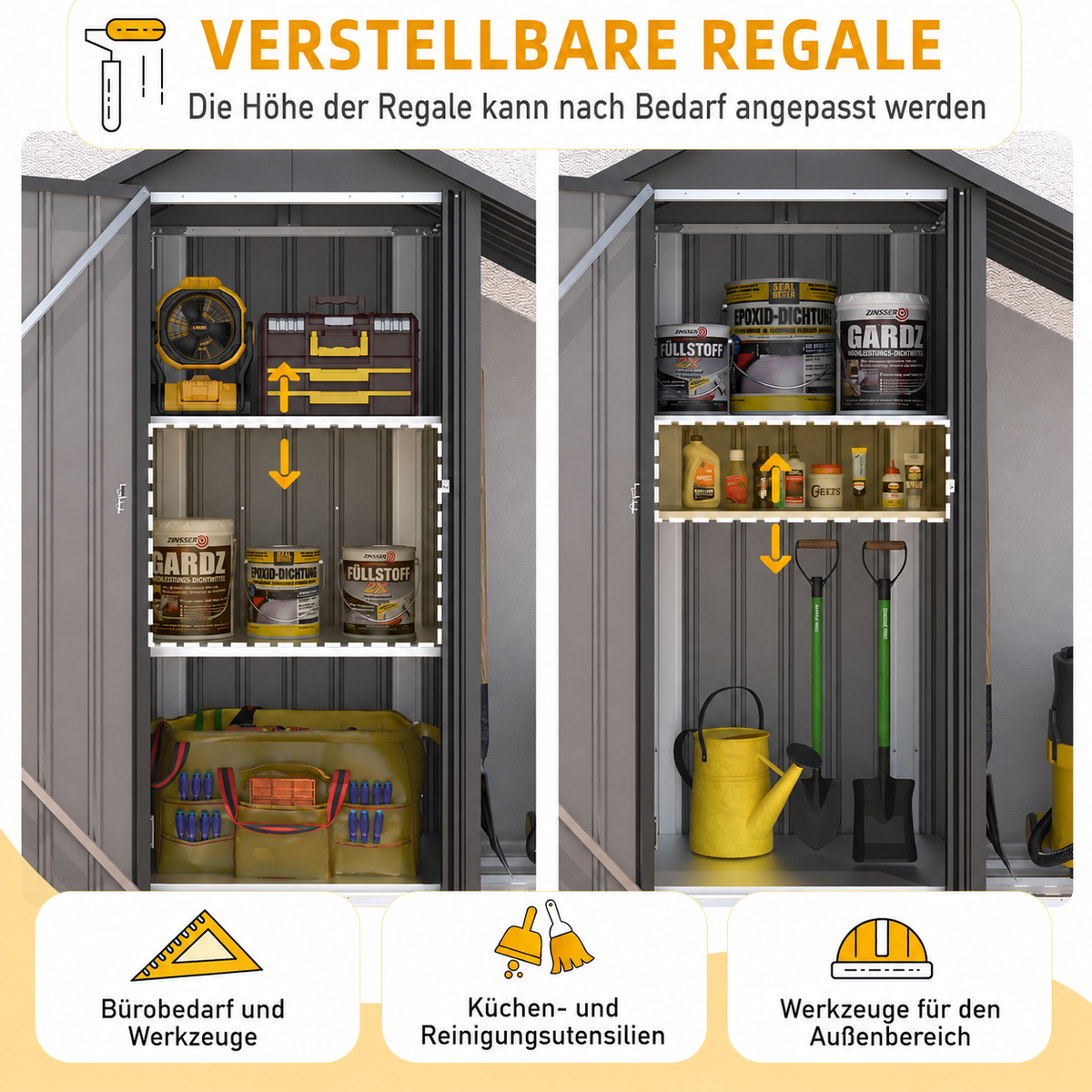 YODOLLA Gartenschrank wasserdicht mit Ablagen und Feuerholzablage