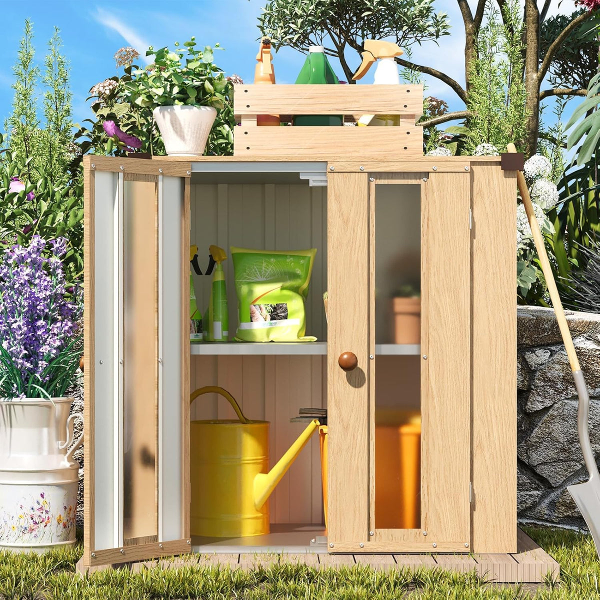 YODOLLA wasserdichter Outdoor-Lagerschrank mit Regalböden und Deckelbox