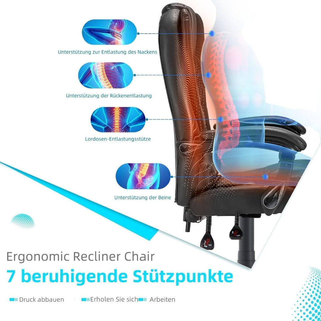 YODOLLA Ergonomisch Bürostuhl mit Fußstütze & Liegefunktion, Schwarz
