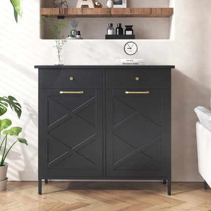 YODOLLA 20 Gallonen Metall-Doppelkipp-Müllschrank, Schwarz