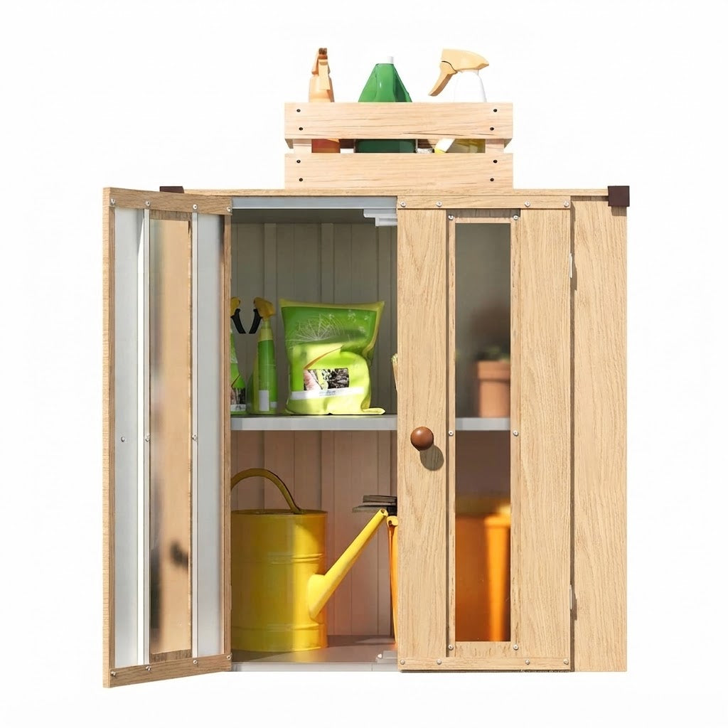 YODOLLA wasserdichter Outdoor-Lagerschrank mit Regalböden und Deckelbox