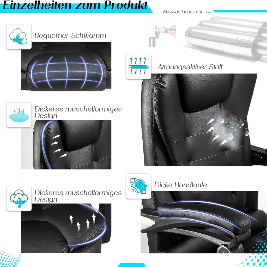 YODOLLA Ergonomisch Bürostuhl mit Fußstütze & Liegefunktion, Schwarz