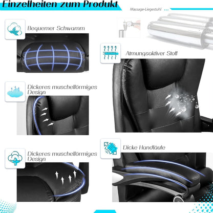 YODOLLA Ergonomisch Bürostuhl mit Fußstütze & Liegefunktion, Schwarz
