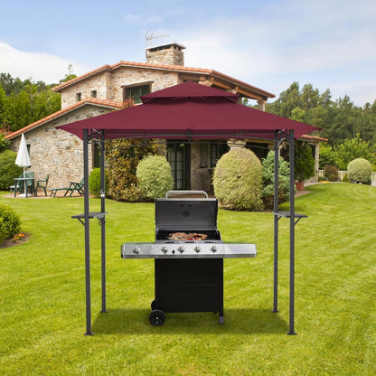 YODOLLA  8' x 5' Outdoor-Grillpavillon mit Doppeldach,  Weinrot