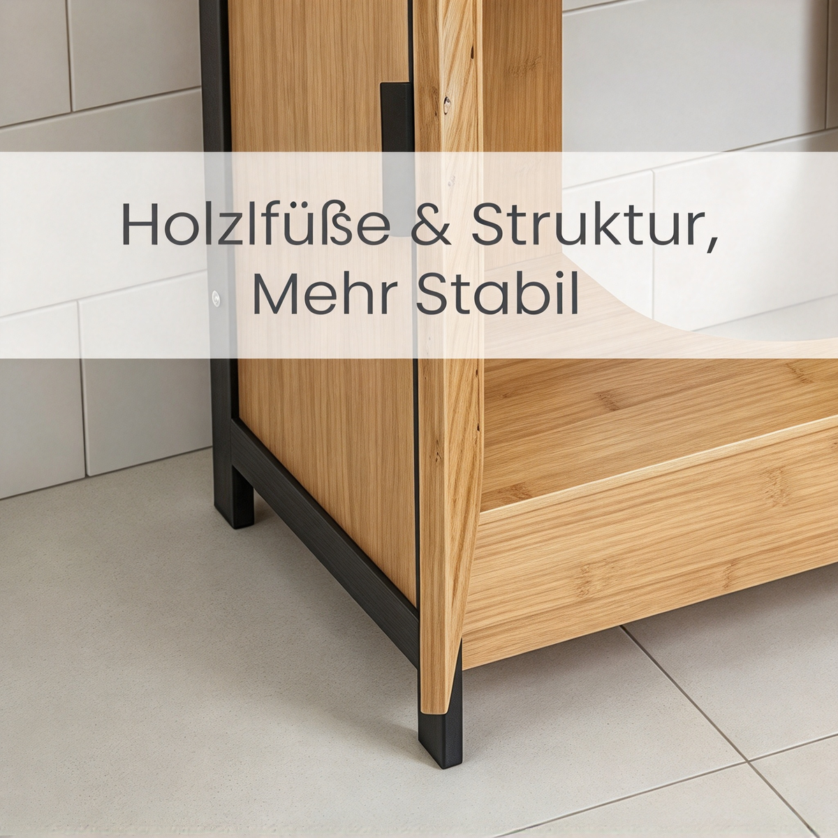 YODOLLA Bambus-Badezimmerschrank für unter das Waschbecken, Naturfarbe