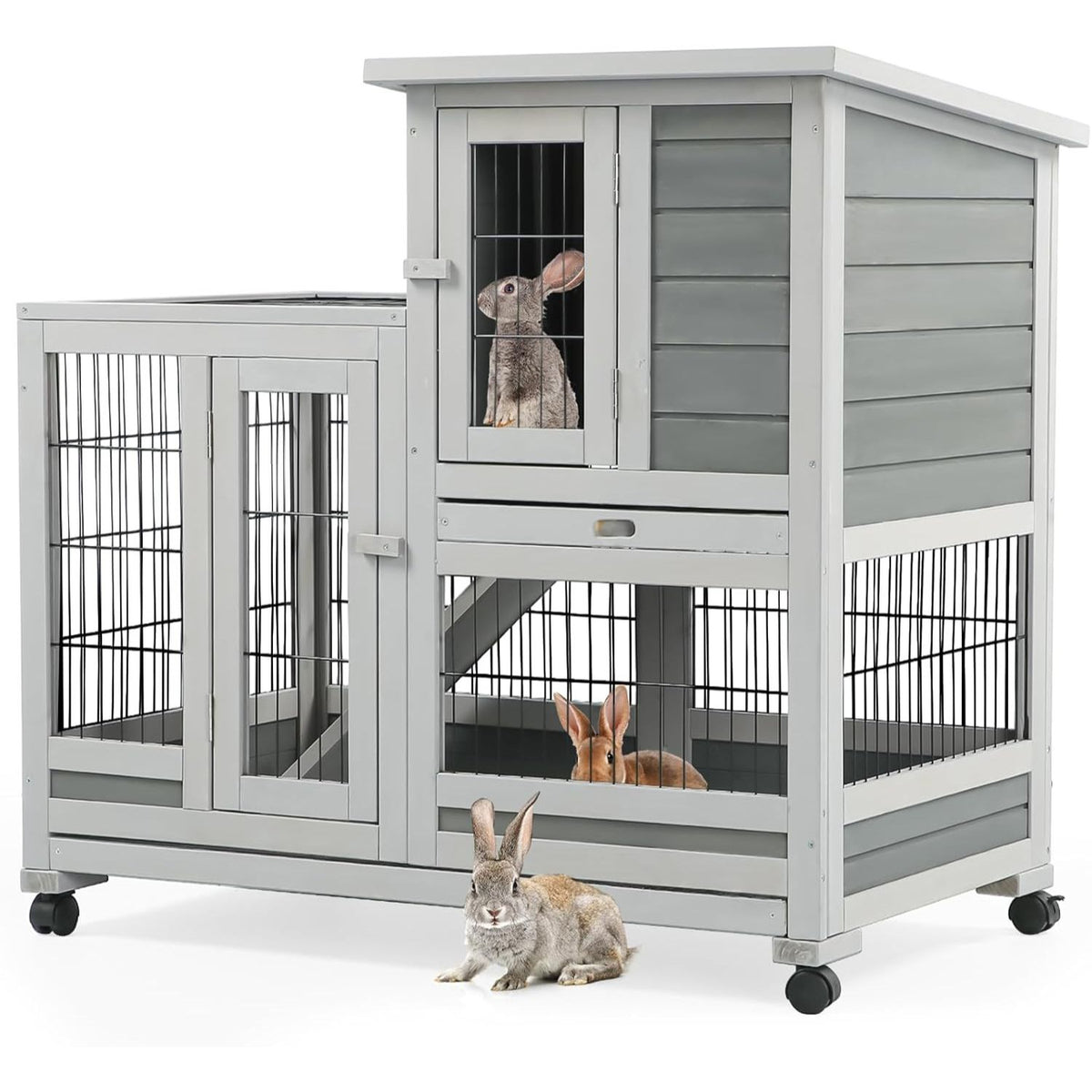 YODOLLA Kaninchenstall, Kleintierstall für Kleintiere, 94 cm Meerschweinchenstall