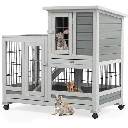 YODOLLA Kaninchenstall, Kleintierstall für Kleintiere, 94 cm Meerschweinchenstall