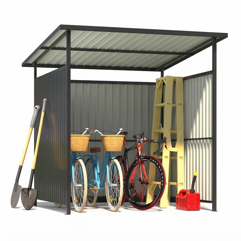 YODOLLA Fahrradschuppen 2,2 x 2m, Anlehnpavillon Metall für Terrasse & Garten