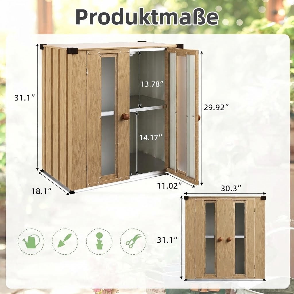 YODOLLA wasserdichter Outdoor-Lagerschrank mit Regalböden und Deckelbox