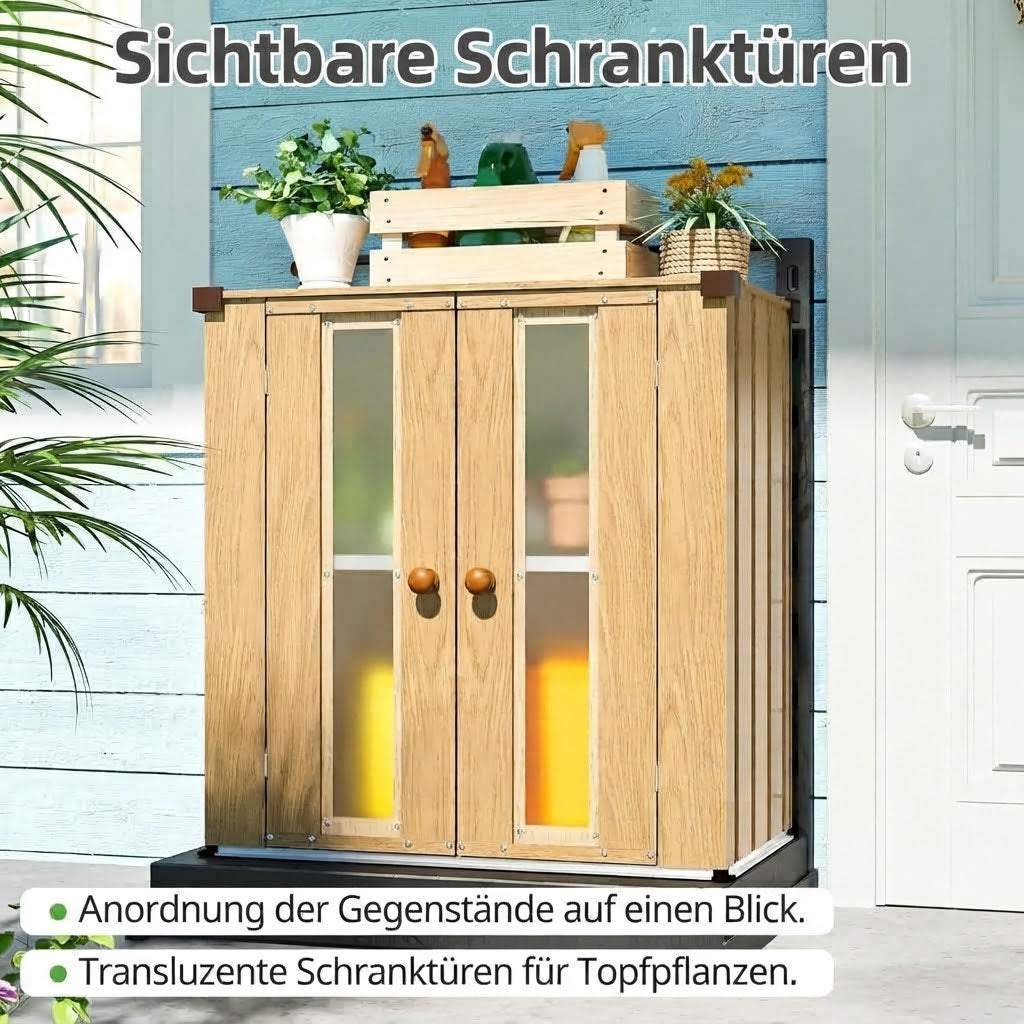 YODOLLA wasserdichter Outdoor-Lagerschrank mit Regalböden und Deckelbox