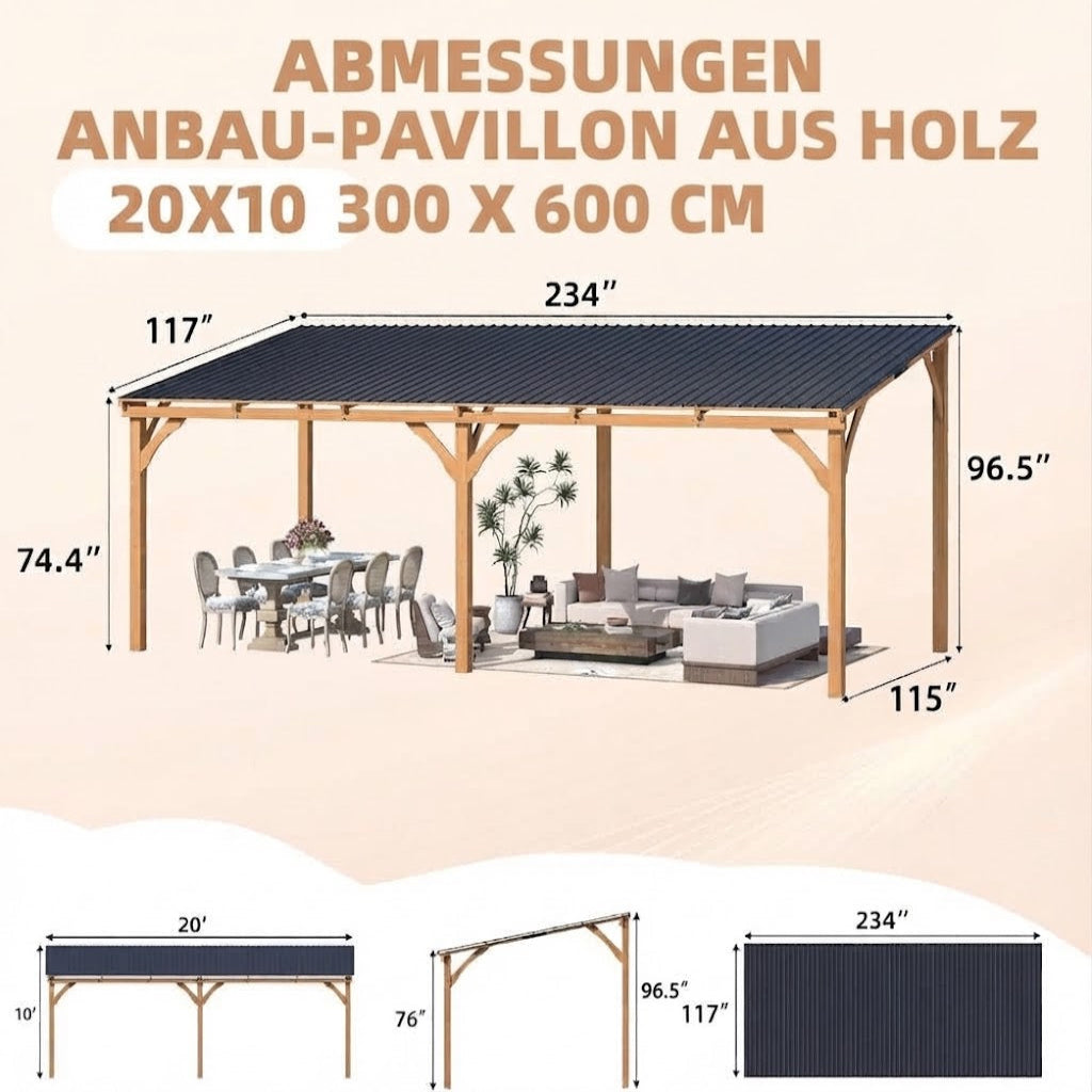 YODOLLA  6 x 3 m Pergola aus Holz, für den Außenbereich, Pergola