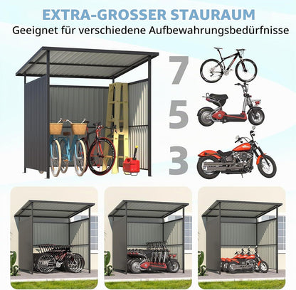 YODOLLA Fahrradschuppen 2,2 x 2m, Anlehnpavillon Metall für Terrasse & Garten