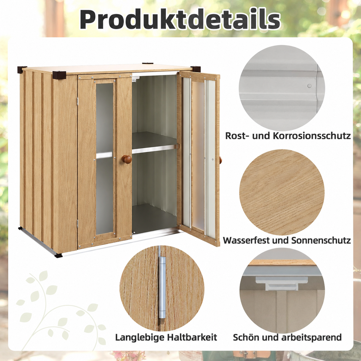 YODOLLA wasserdichter Outdoor-Lagerschrank mit Regalböden und Deckelbox