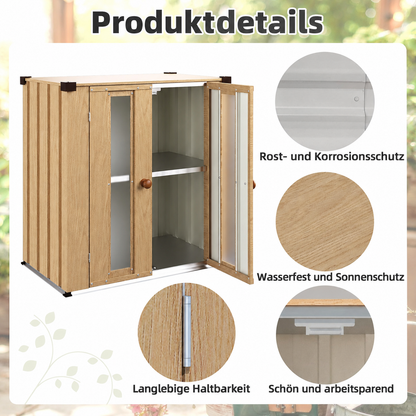 YODOLLA wasserdichter Outdoor-Lagerschrank mit Regalböden und Deckelbox