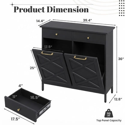 YODOLLA 20 Gallonen Metall-Doppelkipp-Müllschrank, Schwarz