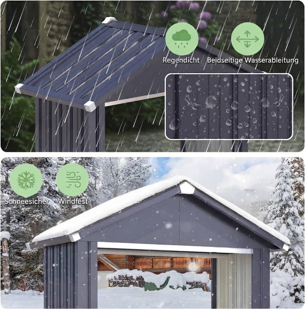 YODOLLA 2×5 FT Outdoor-Brennholzregal, wetterfester Holzunterstand aus Metall, Grau