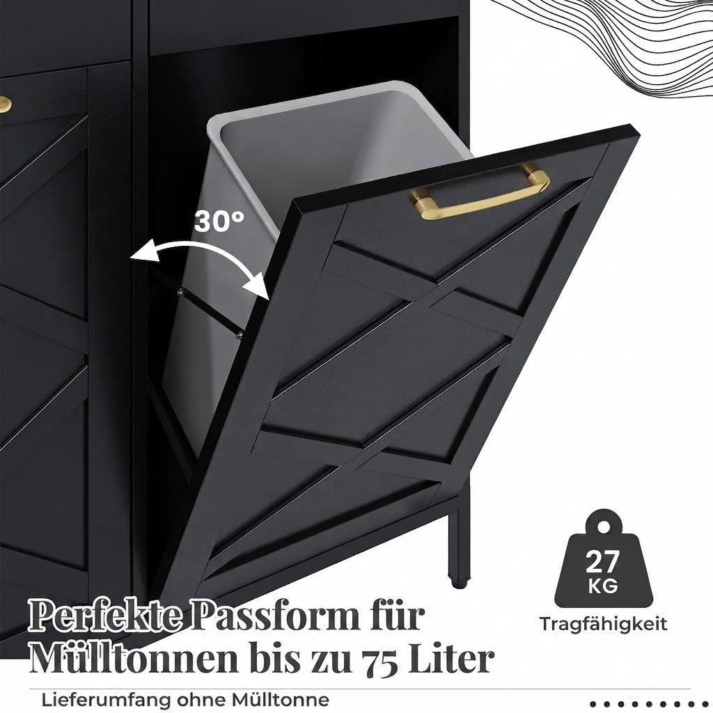 YODOLLA 20 Gallonen Metall-Doppelkipp-Müllschrank, Schwarz