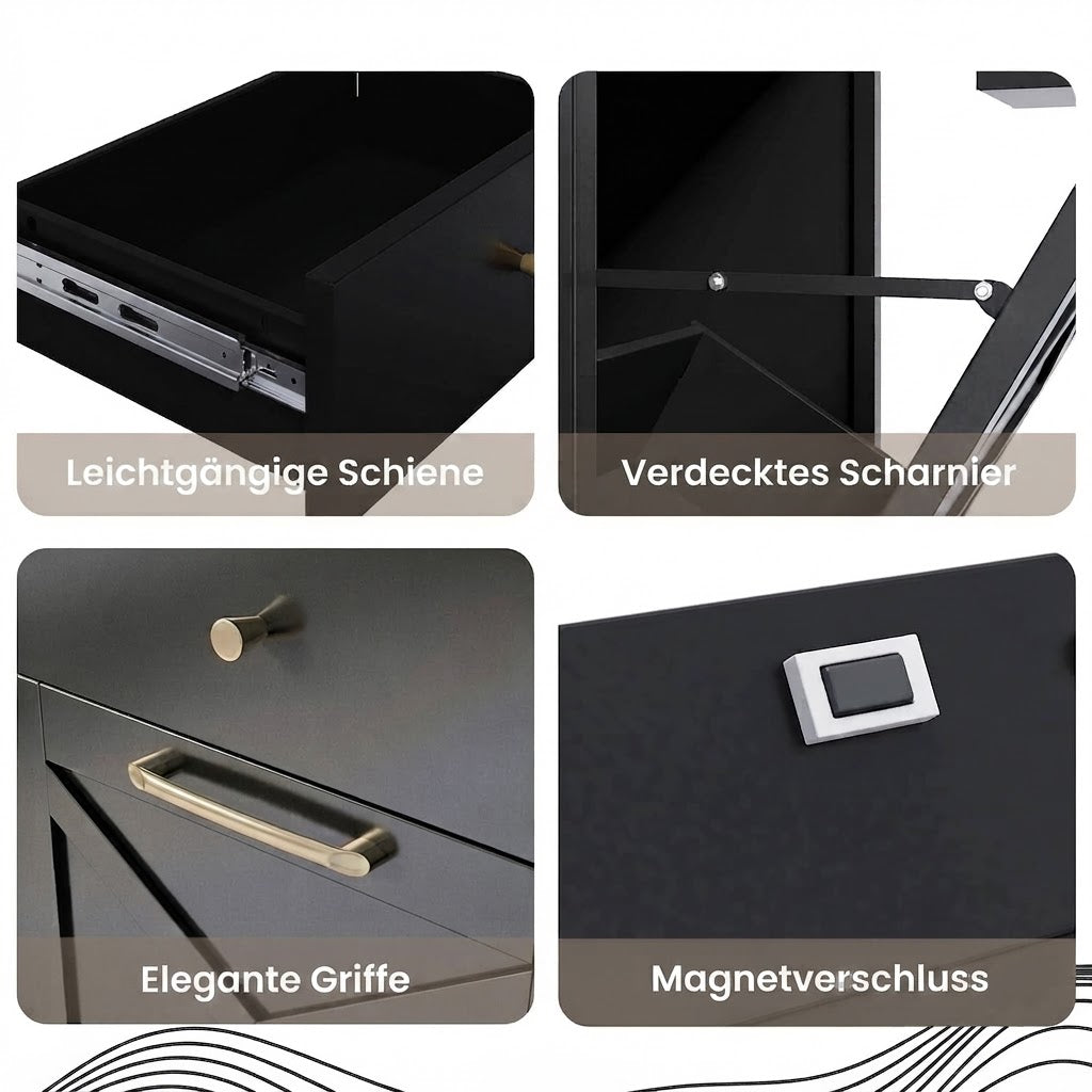 YODOLLA 20 Gallonen Metall-Doppelkipp-Müllschrank, Schwarz