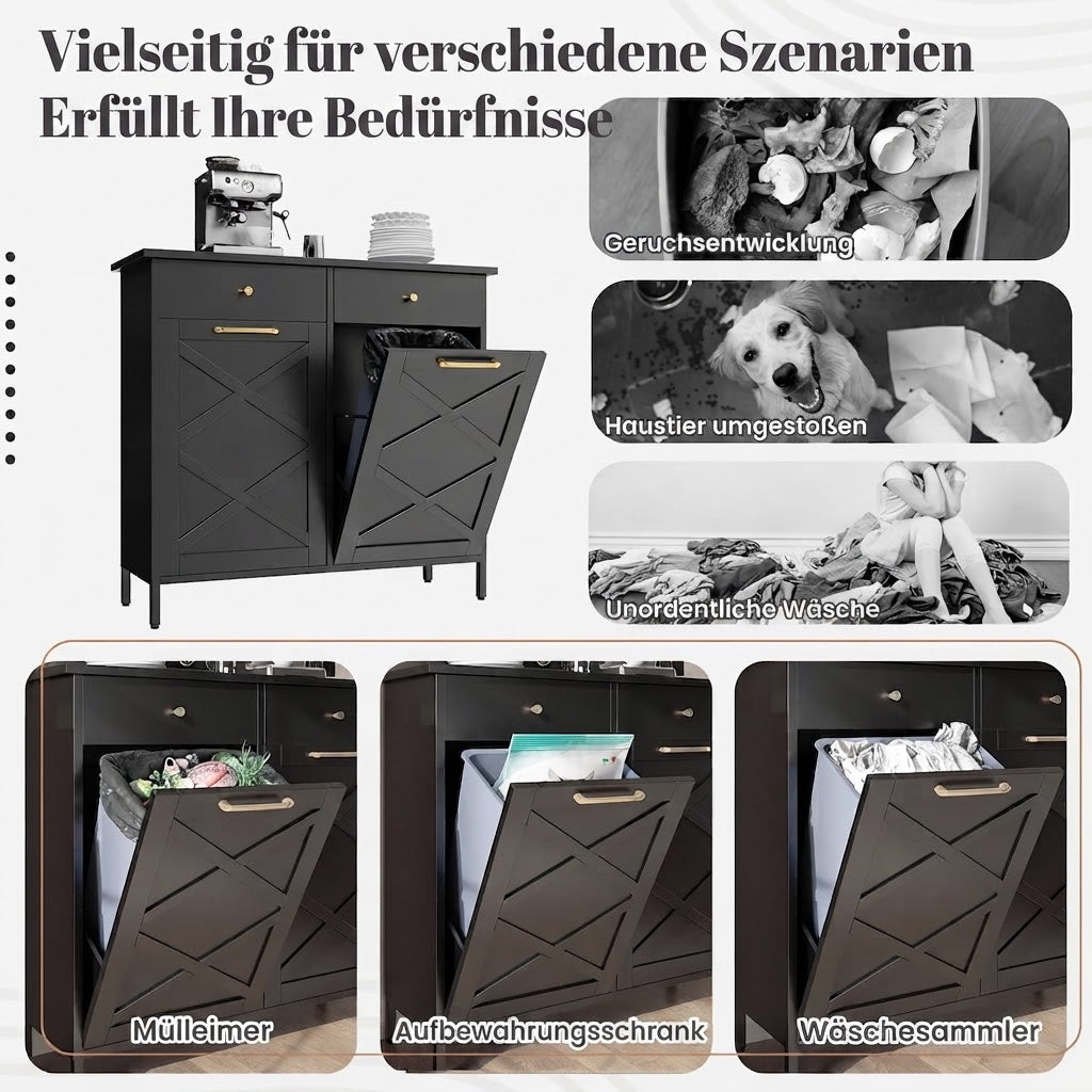 YODOLLA 20 Gallonen Metall-Doppelkipp-Müllschrank, Schwarz