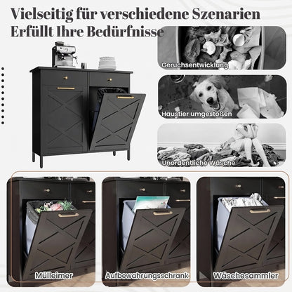 YODOLLA 20 Gallonen Metall-Doppelkipp-Müllschrank, Schwarz
