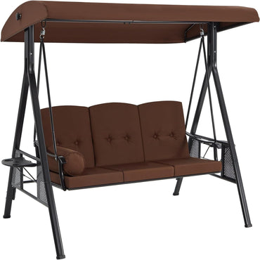 YODOLLA 3‑Sitzer Terrassen‑ und Verandaschaukel, Braun