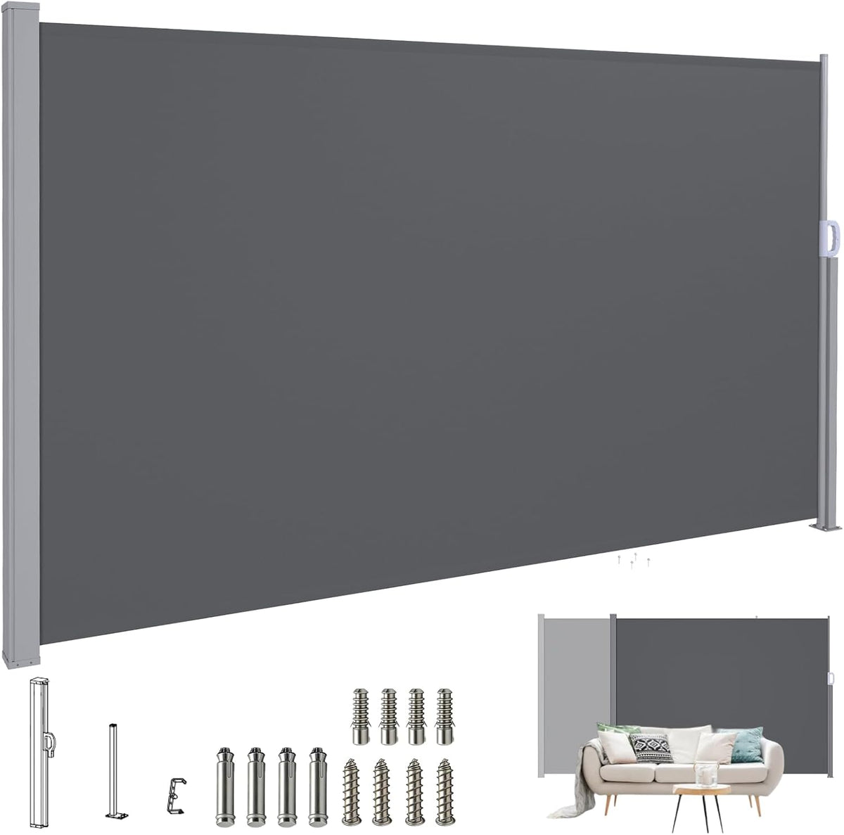 YODOLLA Seitenmarkise Ausziehbar 300x180cm, Sichtschutz
