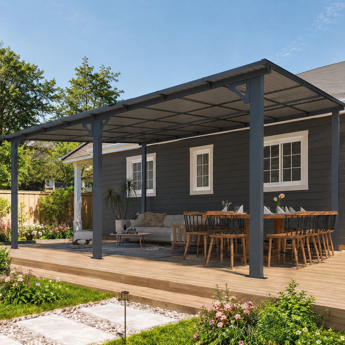 YODOLLA 16' x 12' Outdoor-Pavillon Pergola, Dunkelgrau