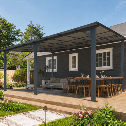 YODOLLA 16' x 12' Outdoor-Pavillon Pergola, Dunkelgrau