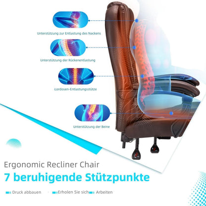 YODOLLA Ergonomisch Bürostuhl mit Fußstütze & Liegefunktion, Braun
