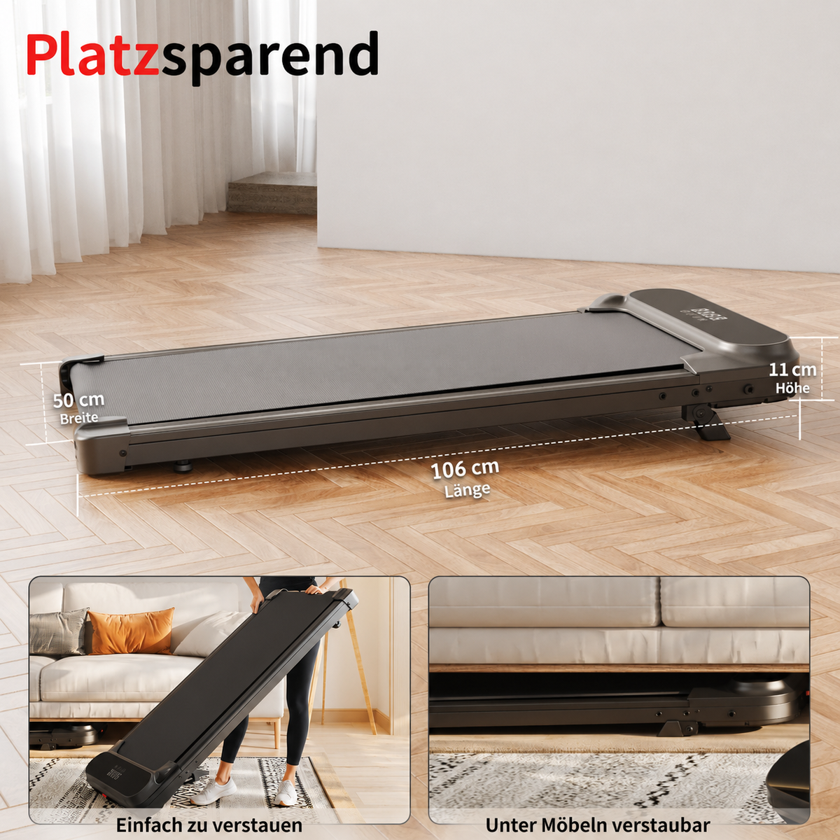 YODOLLA Walking Pad mit 8 % Steigung – Untertisch-Laufband für das Home-Office