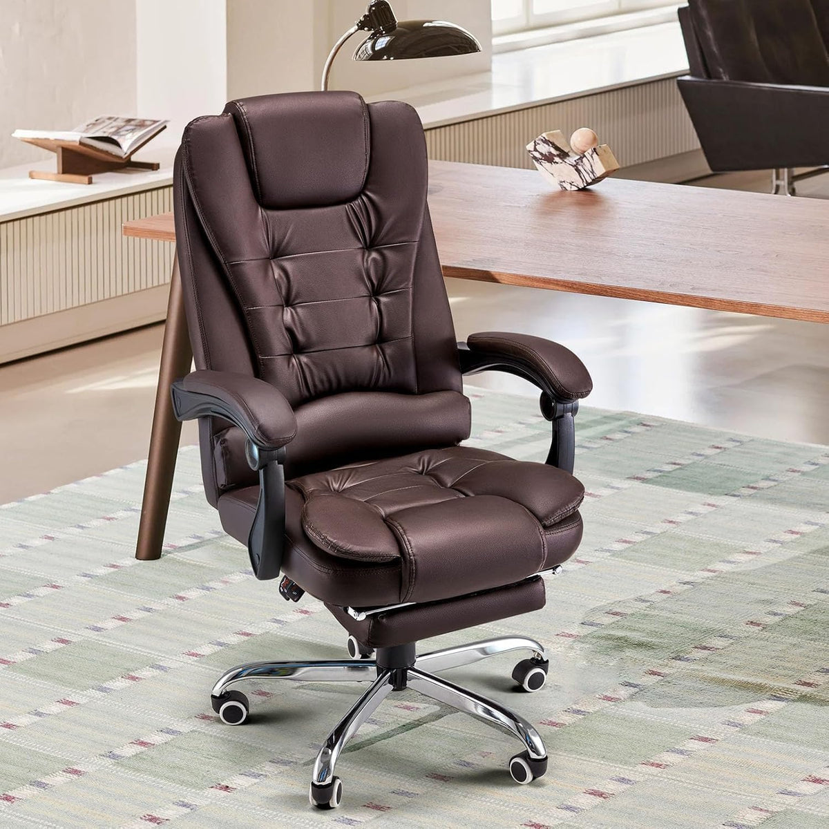 YODOLLA Ergonomisch Bürostuhl mit Fußstütze & Liegefunktion, Braun