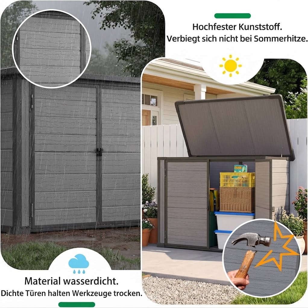 YODOLLA Außen-Lagerschrank aus Kunstharz, 23 Kubikfuß horizontale Box mit Sockel