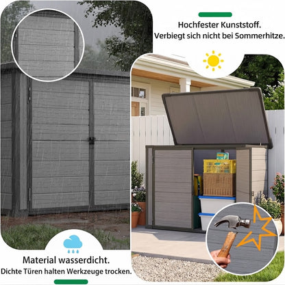YODOLLA Außen-Lagerschrank aus Kunstharz, 23 Kubikfuß horizontale Box mit Sockel