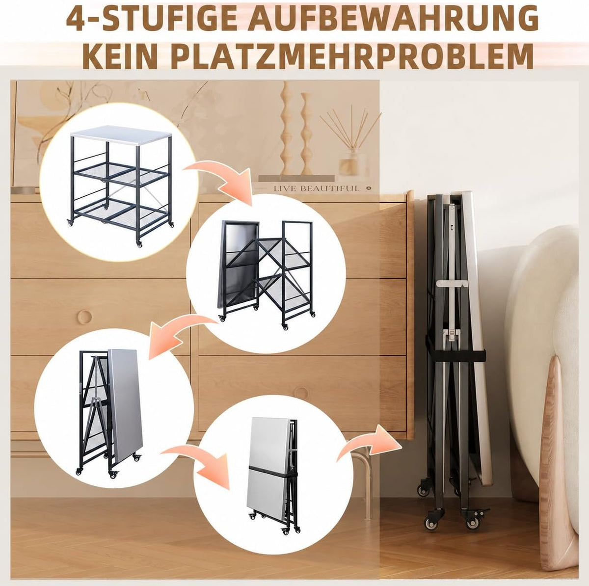YODOLLA Grillwagen Outdoor – 3-stufiger Gartenwagen, Silber