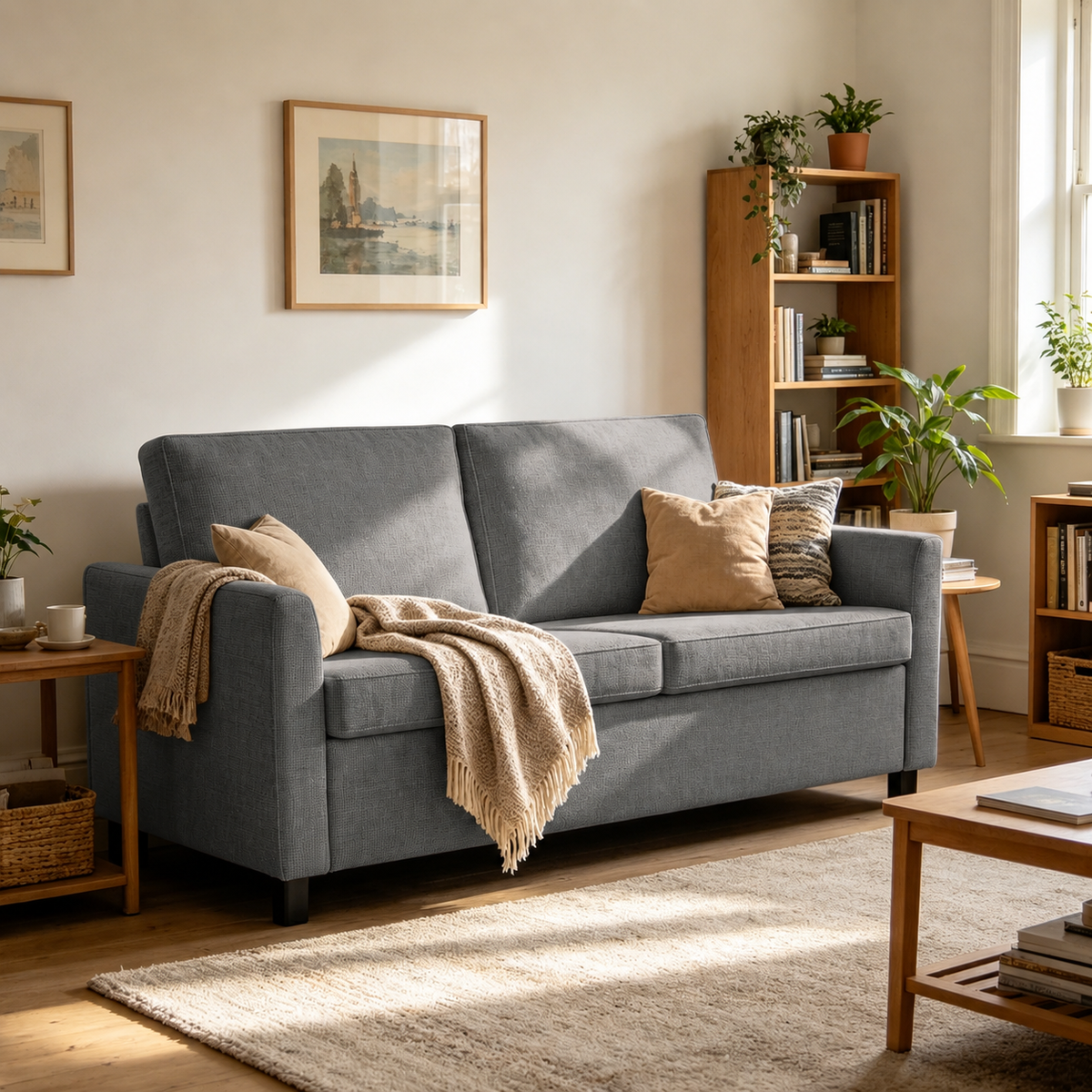 YODOLLA 2 Sitzer Sofa, kleine Sofa mit schlaffunktion, Dunkelgrau