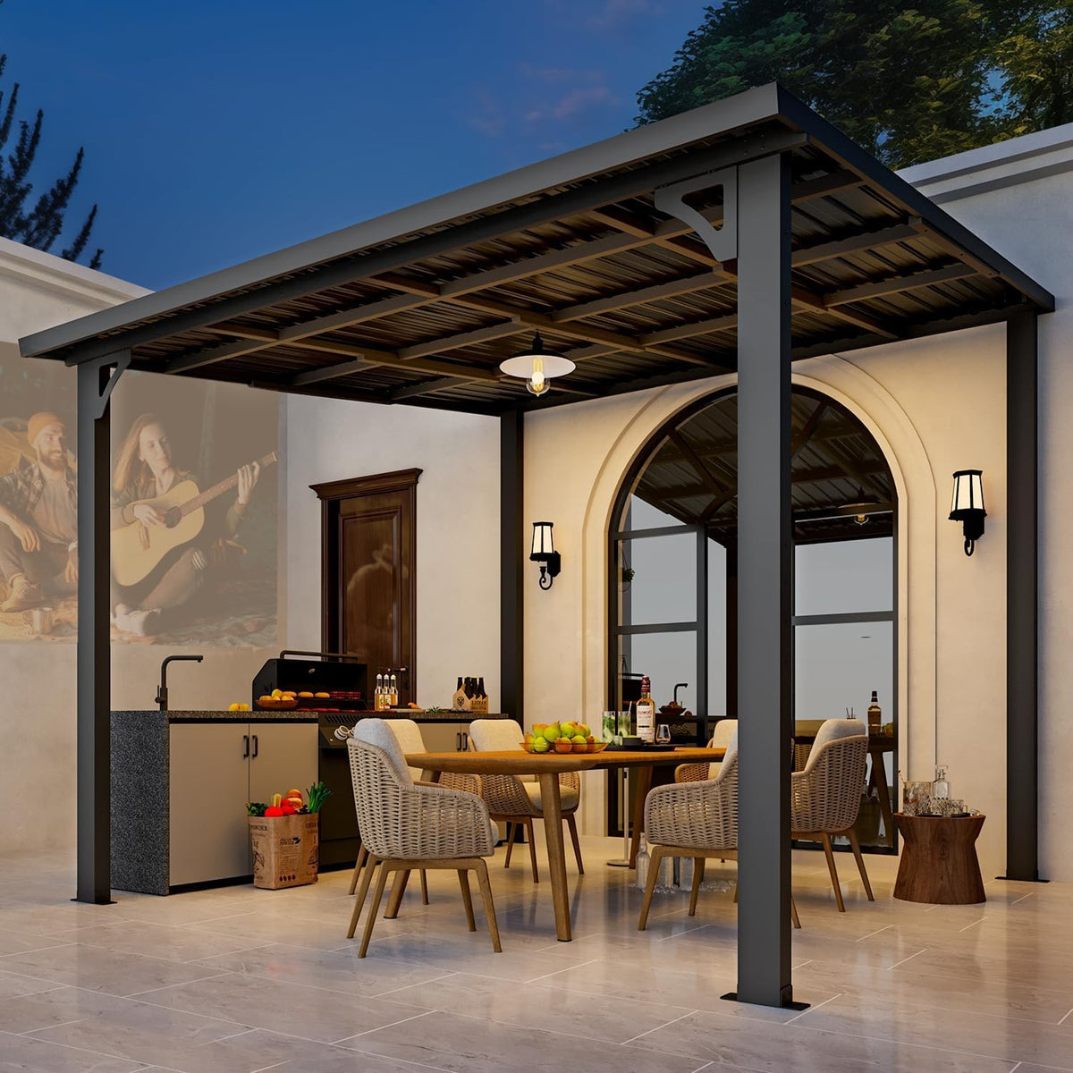 YODOLLA 10' x 10' Gartenpavillon, Terrassenüberdachung für Terrasse, Schwarz