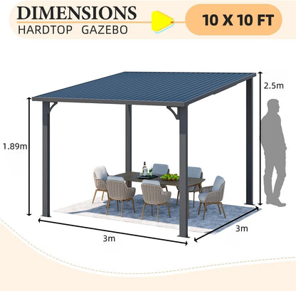 YODOLLA 10' x 10' Gartenpavillon, Terrassenüberdachung für Terrasse, Schwarz