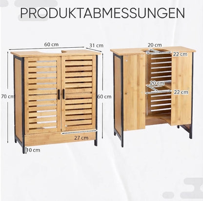 YODOLLA Bambus-Badezimmerschrank für unter das Waschbecken, Naturfarbe