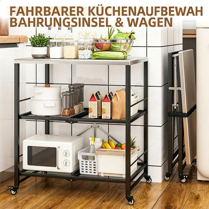 YODOLLA Grillwagen Outdoor – 3-stufiger Gartenwagen, Silber