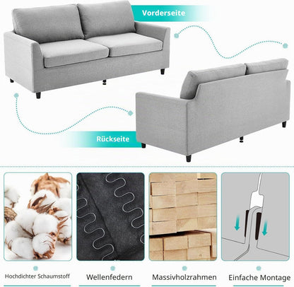 YODOLLA 2 Sitzer Sofa, kleine Sofa mit schlaffunktion, Hellgrau