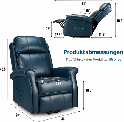 YODOLLA Elektrischer Lift-Sessel für Senioren, Kunstleder, Marineblau