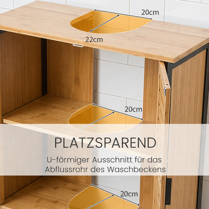 YODOLLA Bambus-Badezimmerschrank für unter das Waschbecken, Naturfarbe