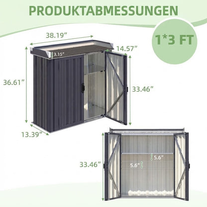 YODOLLA Außen-Lagerschrank, wasserdicht, mit Boden und verstellbaren Regalböden, Grau