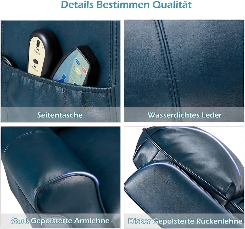 YODOLLA Elektrischer Lift-Sessel für Senioren, Kunstleder, Marineblau