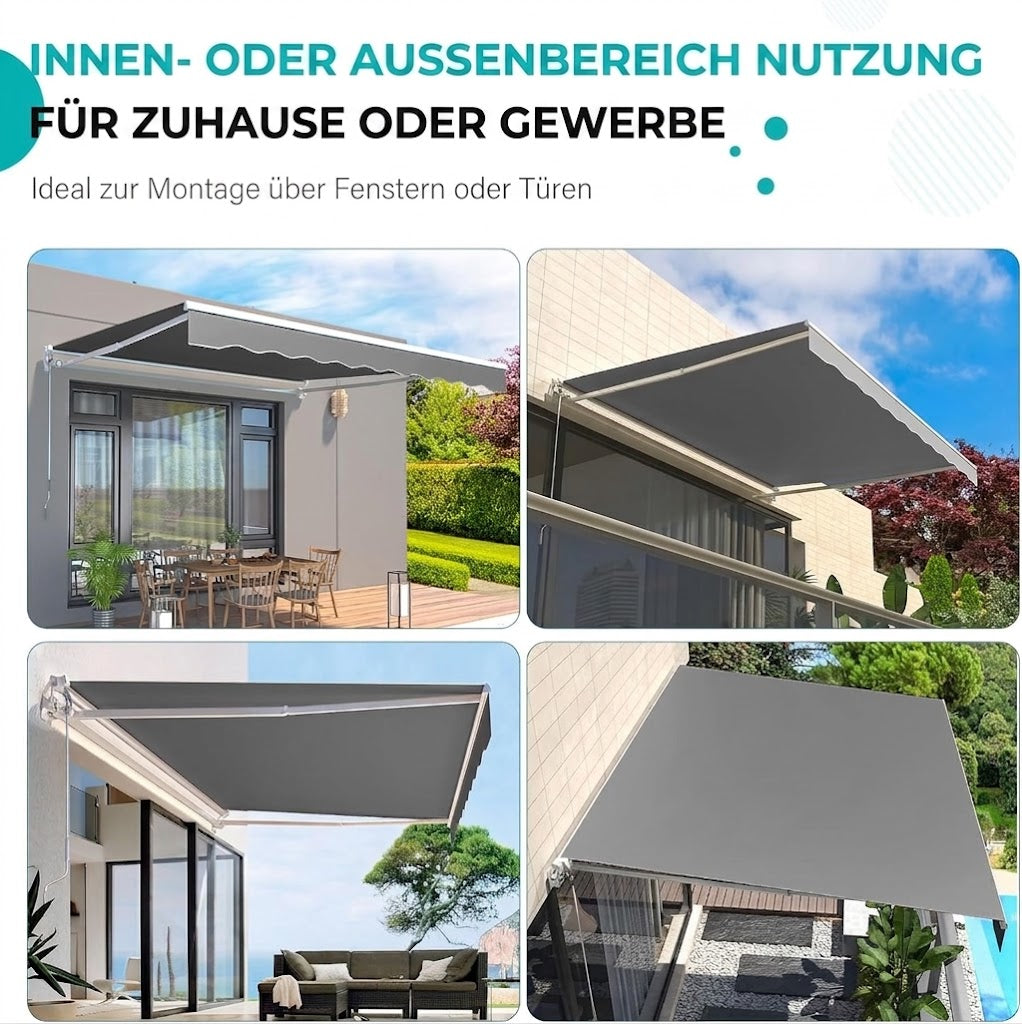 YODOLLA 13' x 10' Ausziehbare Markise Grau Außen