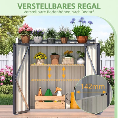 YODOLLA Außen-Lagerschrank, wasserdicht, mit Boden und verstellbaren Regalböden, Grau