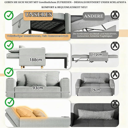 YODOLLA Schlafsofa, 36 Zoll verwandelbarer Stuhl mit Bettfunktion, Grau