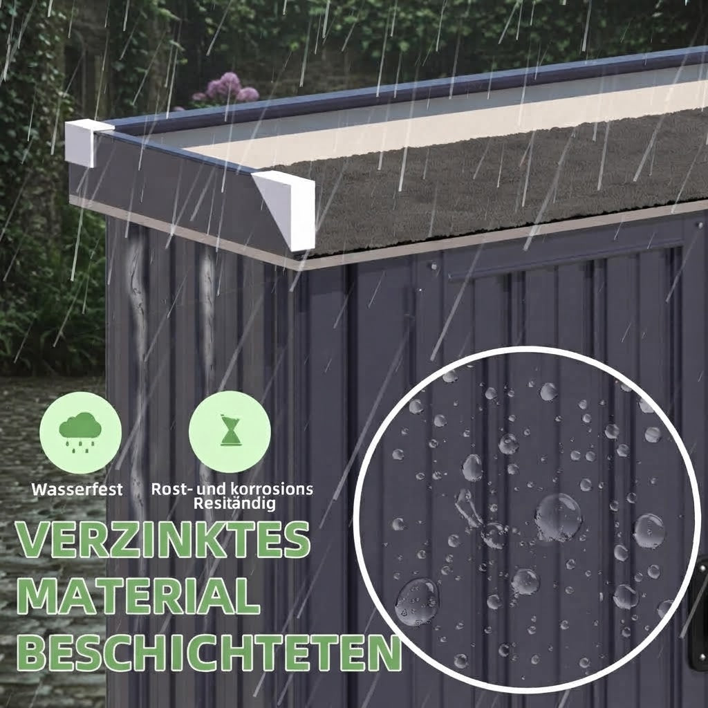 YODOLLA Außen-Lagerschrank, wasserdicht, mit Boden und verstellbaren Regalböden, Grau