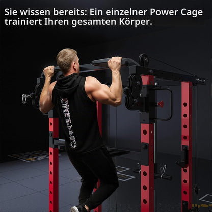 YODOLLA Power Cage 907 kg, Power Rack mit Bankdrück-Funktion